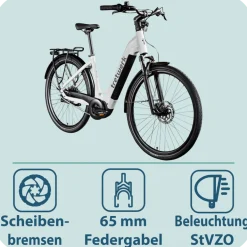 Tretwerk Amber Nexus E Bike Damen 28 Zoll Elektrofahrrad 155 - 185 cm Hollandrad Tiefeinsteiger mit 8 Gang Nabenschaltung