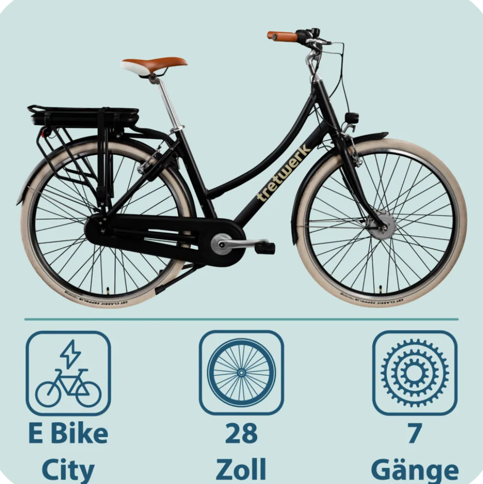 Tretwerk Aurora E Bike 28 Zoll Pedelec Damen Herren 155-185 cm Elektrofahrrad 522 Wh E Fahrrad Damenfahrrad 7 Gang