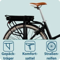 Tretwerk Aurora E Bike 28 Zoll Pedelec Damen Herren 155-185 cm Elektrofahrrad 522 Wh E Fahrrad Damenfahrrad 7 Gang