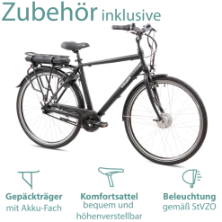 Tretwerk Mystic E Bike 28 Zoll Pedelec 170 - 190 cm Herrenrad Trekking Elektrofahrrad mit Nabenschaltung City E Fahrrad