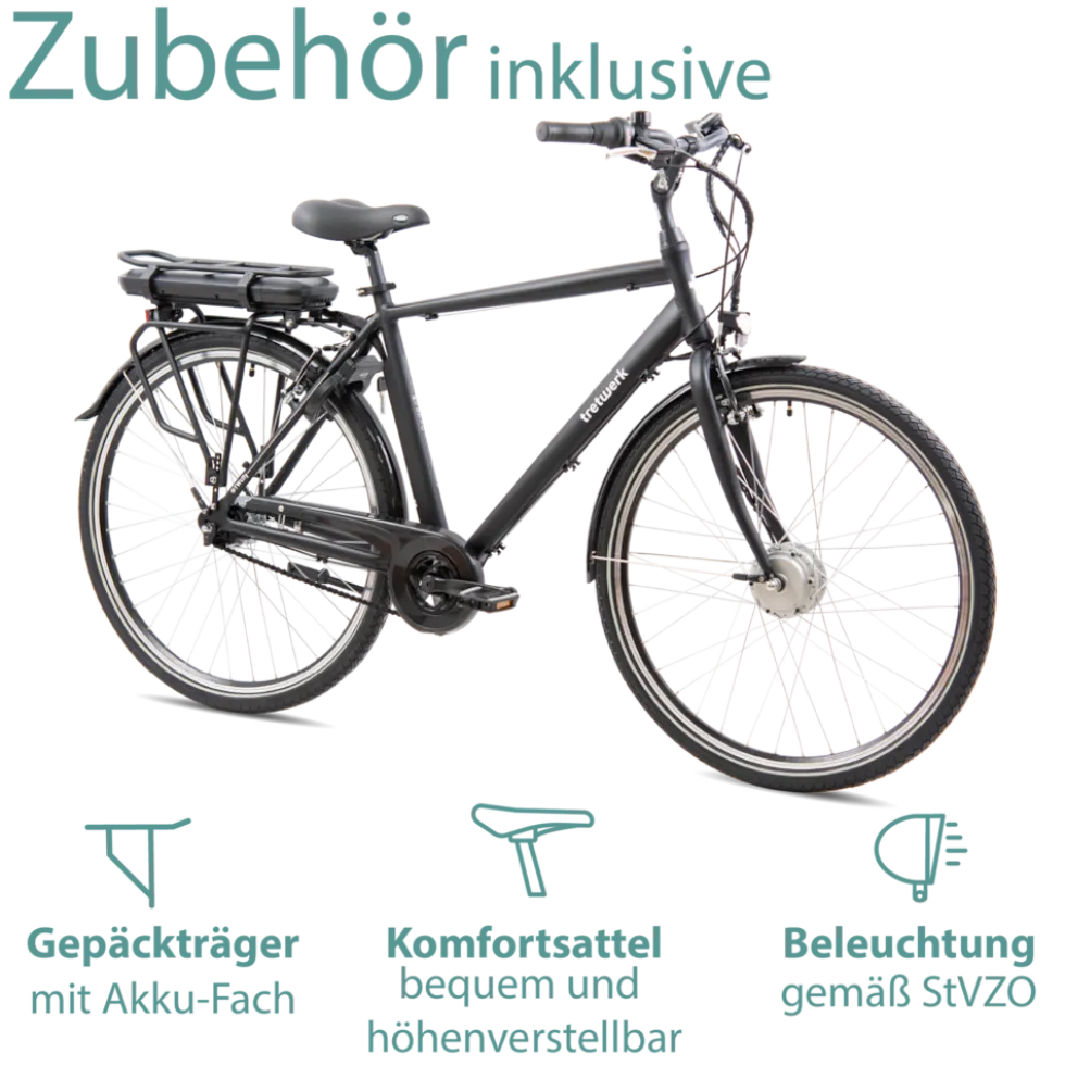 Tretwerk Mystic E Bike 28 Zoll Pedelec 170 - 190 cm Herrenrad Trekking Elektrofahrrad mit Nabenschaltung City E Fahrrad