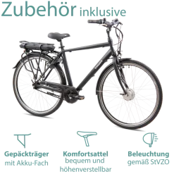 Tretwerk Mystic E Bike 28 Zoll Pedelec 170 - 190 cm Herrenrad Trekking Elektrofahrrad mit Nabenschaltung City E Fahrrad