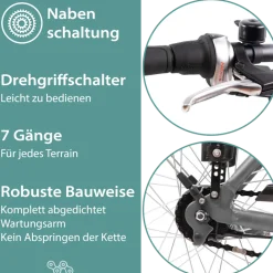 Tretwerk Mystic E Bike 28 Zoll Pedelec 170 - 190 cm Herrenrad Trekking Elektrofahrrad mit Nabenschaltung City E Fahrrad