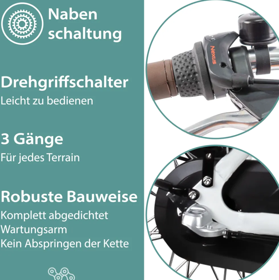 Tretwerk Sophia E Bike Damen Herren 28 Zoll Pedelec 3 Gang Elektrofahrrad mit 536 Wh Elektro Damenfahrrad Citybike mit Bluetooth und App