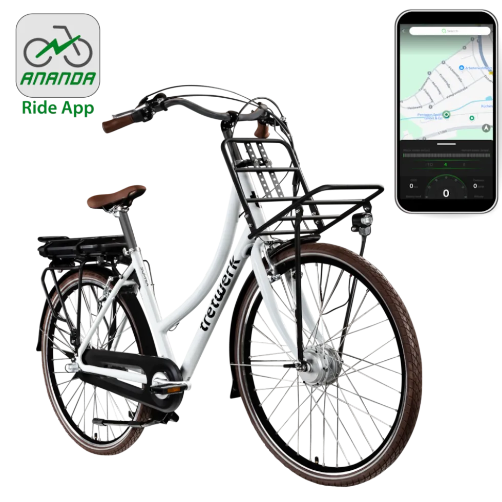 Tretwerk Sophia E Bike Damen Herren 28 Zoll Pedelec 3 Gang Elektrofahrrad mit 536 Wh Elektro Damenfahrrad Citybike mit Bluetooth und App