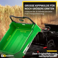 UTV-Kinder-Elektroauto A730 mit 6x4 Vierradantrieb, 2-Sitzer, Kippmulde, Fernbedienung, EVA-Reifen (Grün/Schwarz)