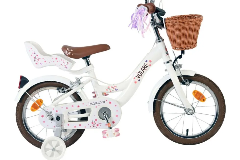 VOLARE Kinderfahrrad Blossom 14 Zoll ohne Rücktrittbremse, weiß