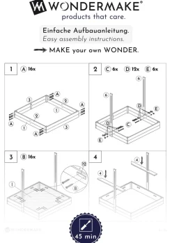 WONDERMAKE® Design Sandkasten mit Matschküche, Dach, Abdeckung OXFORD 420D, Vliesfolie, Sandkiste Holz quadratisch verschließbar Outdoor Garten für Kinder, schwarz weiß