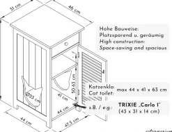 WONDERMAKE® Katzenschrank für Katzentoilette groß hoch aus Holz, Katzenklo-Schrank Kommode mit Schublade und Tür geschlossen, Design Katzen-Haus Toilette Klo XL, 51 x 46 x 96 cm, weiß