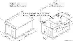 WONDERMAKE® Katzenschrank für Katzentoilette groß aus Holz, Katzenklo-Schrank Kommode XL, Design Katzen-Haus Toilette Klo Waschbecken-Unterschrank für Bad, 73,5 x 51,5 x 57 cm, weiß
