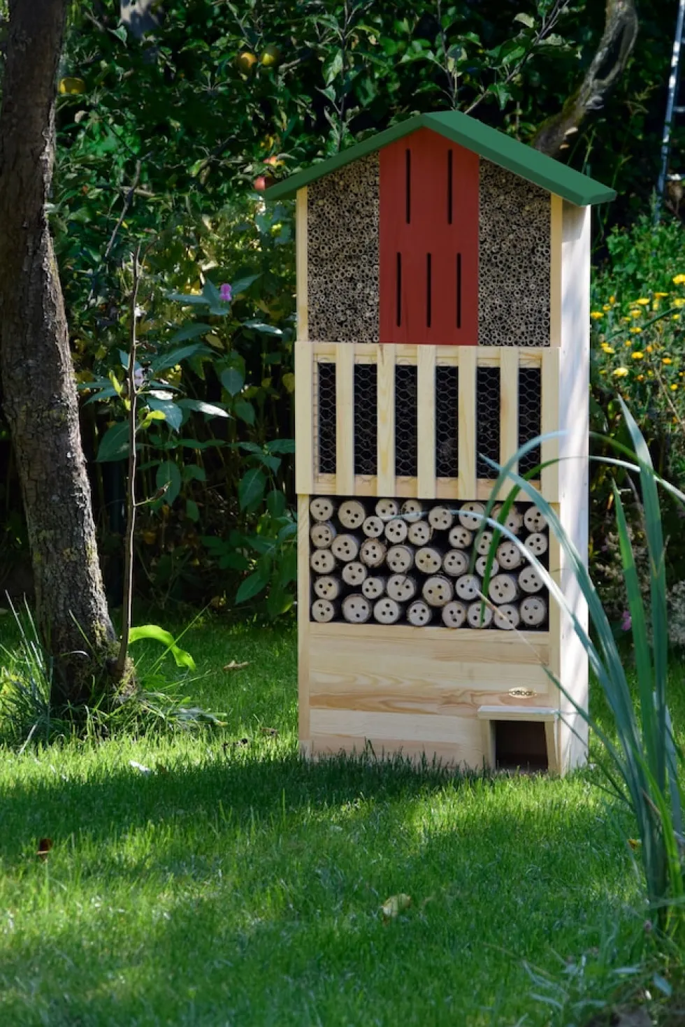 XXL Insektenhotel-Wand mit integriertem Igelhaus und Schmetterlingskasten