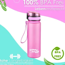 yummy buddy Kinder Trinkflasche 500ml Klick-Verschluss BPA-Frei Pink