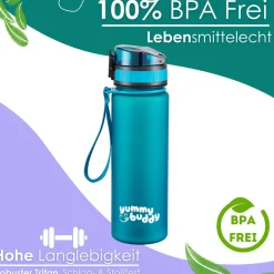 yummy buddy Kinder Trinkflasche 500ml Klick-Verschluss BPA-Frei Petrol