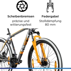 Zündapp FX27 Mountainbike Hardtail 160 - 185 cm Fahrrad MTB 21 Gänge Mountain Bike für Erwachsene und Jugendliche