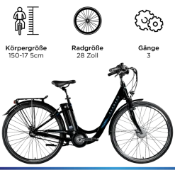 Zündapp Green 2.7 E Bike Damenfahrrad 28 Zoll 150 - 175 cm mit 3 Gang Nabenschaltung Rücktritt Pedelec Hollandrad Citybike Nabenmotor