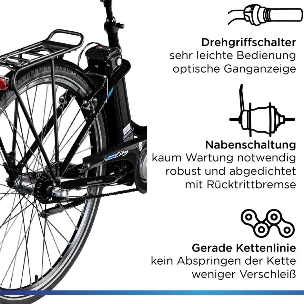 Zündapp Green 2.7 E Bike Damenfahrrad 28 Zoll 150 - 175 cm mit 3 Gang Nabenschaltung Rücktritt Pedelec Hollandrad Citybike Nabenmotor