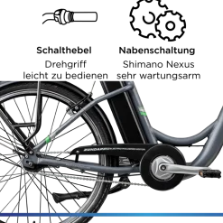 Zündapp Green 3.7 E Bike Damen 26 Zoll Pedelec 7 Gang Elektrofahrrad ab 140 cm Damenfahrrad retro Hollandrad mit Nabenschaltung