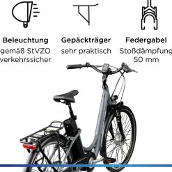Zündapp Green 3.7 E Bike Damen 26 Zoll Pedelec 7 Gang Elektrofahrrad ab 140 cm Damenfahrrad retro Hollandrad mit Nabenschaltung