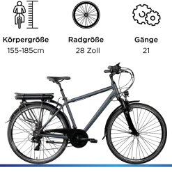 Zündapp Green 7.7 E-Bike Herren Trekkingrad 28 Zoll Pedelec 155 - 185 cm Trekkingbike mit 21 Gang E Fahrrad StVZO Tourenrad