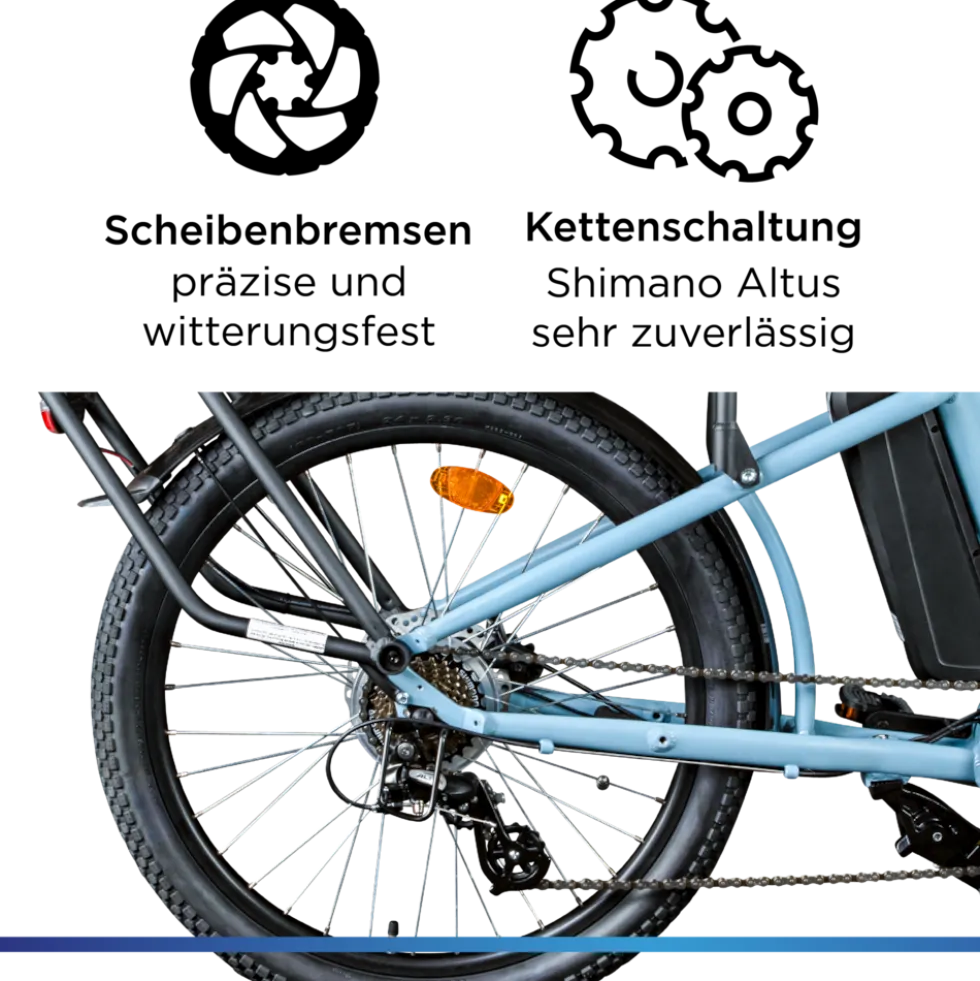 Zündapp Longtail M400 E Bike Lastenrad bis 180 kg 24 Zoll Elektrofahrrad 160-195 cm Mittelmotor Cargo Elektro Fahrrad 7 Gänge Pedelec