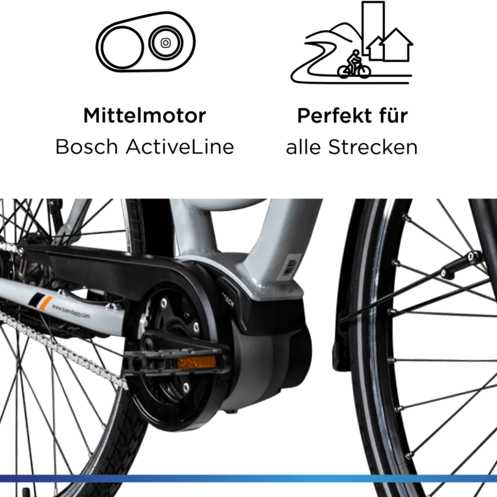 Zündapp X200 E Bike Damenfahrrad 155 - 180 cm Stadtrad Pedelec 7 Gang Shimano Schaltung Cityrad mit Bosch Mittelmotor Hollandrad