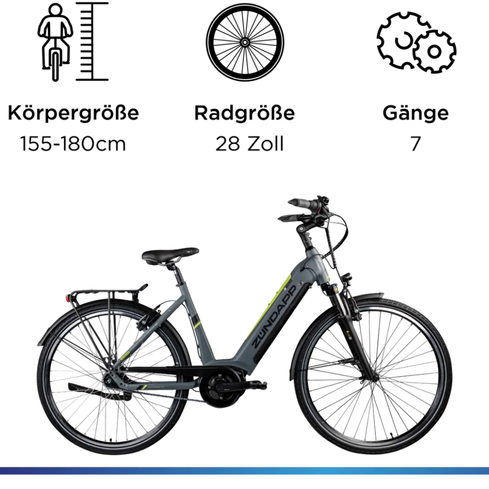 Zündapp X600 E Bike Damenfahrrad 155 - 180 cm Stadtrad Pedelec 7 Gang Shimano Schaltung Cityrad mit Bosch Mittelmotor Hollandrad