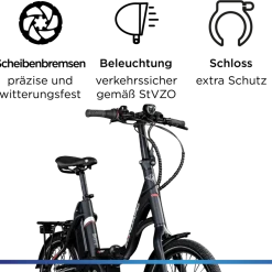 Zündapp X20 E Bike Klapprad Pedelec für Damen und Herren 150 - 190 cm E Fahrrad Bosch Faltrad Tiefeinsteiger Urban Bike
