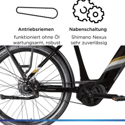 Zündapp X850 Trekking E Bike 27,5 Zoll Pedelec 165-185 cm Trekking Fahrrad Riemenantrieb Elektrofahrrad 550Wh 7 Gang