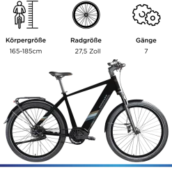 Zündapp X850 Trekking E Bike 27,5 Zoll Pedelec 165-185 cm Trekking Fahrrad Riemenantrieb Elektrofahrrad 550Wh 7 Gang