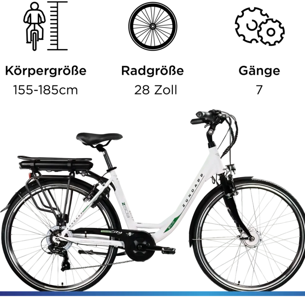 Zündapp Z503 E Bike Damen ab 155 cm Damenfahrrad 28 Zoll Pedelec mit tiefem Einstieg retro Elektrofahrrad 7 Gang Schaltung E Fahrrad Stadtrad StVZO