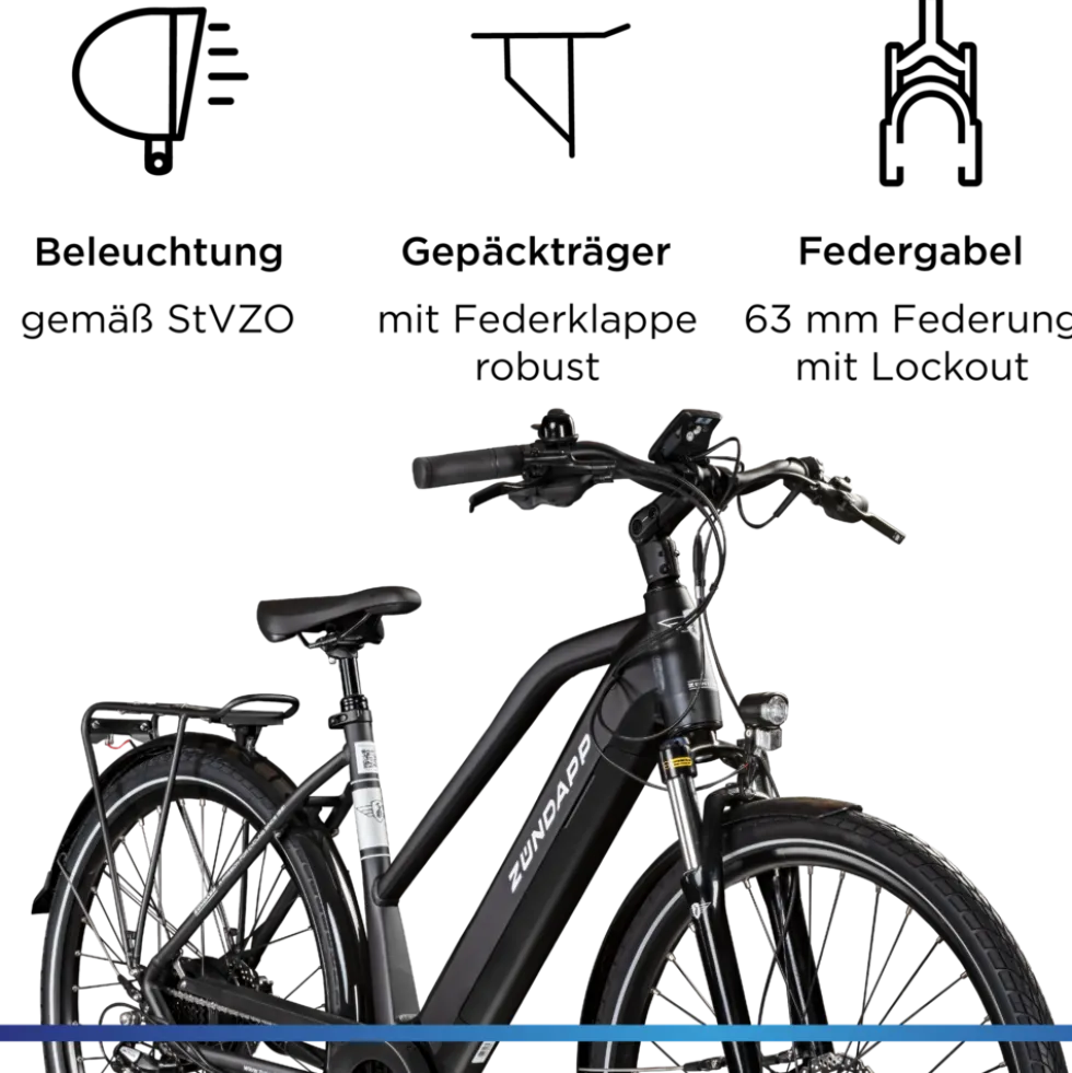 Zündapp Z810 E Bike Damen Trekkingrad ab 165 cm Elektrofahrrad 550 Wh Pedelec Trekking Rad Fahrrad mit 8 Gang und Beleuchtung StVZO
