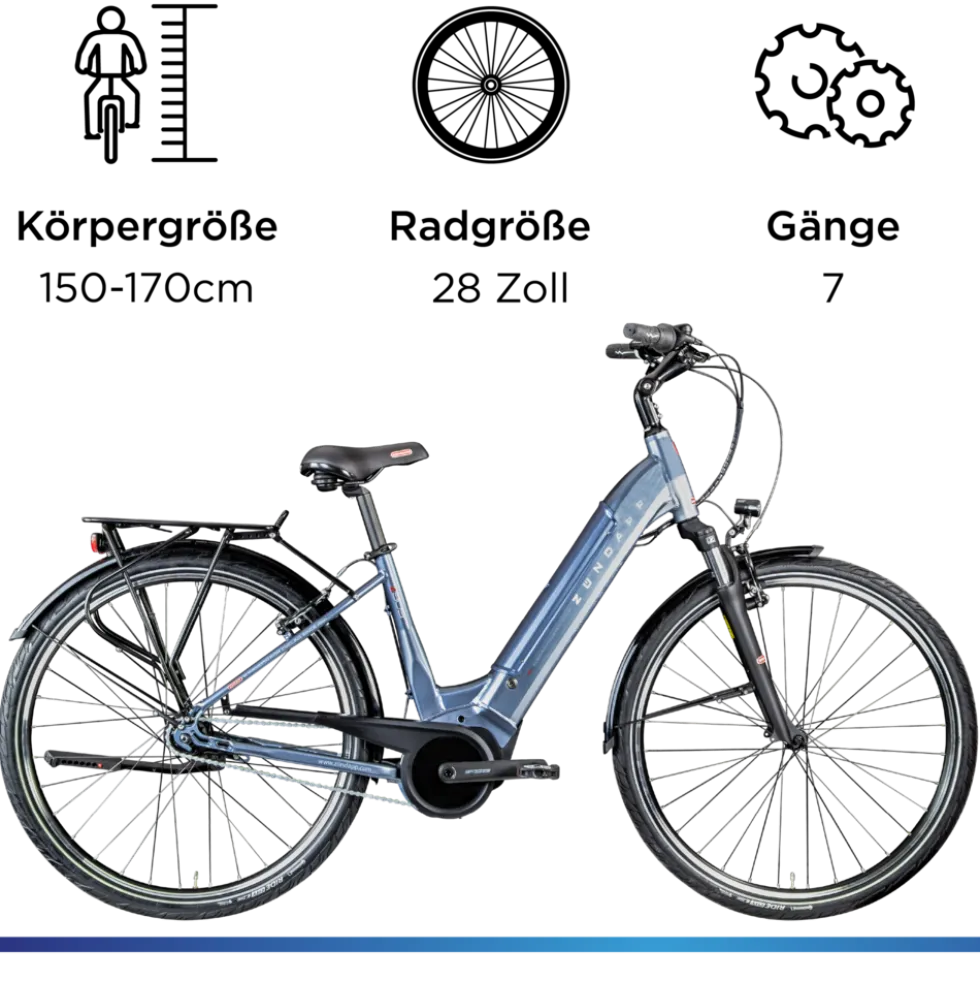 Zündapp Z909 E Bike Damen 28 Zoll Pedelec 150 - 170 cm Elektrofahrrad Bosch Damenfahrrad mit 7 Gang Schaltung E Fahrrad Hollandrad