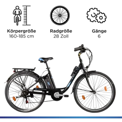 Zündapp Z505 E Bike Damen 28 Zoll Pedelec 160 - 185 cm 6 Gang Damenfahrrad E Fahrrad Hollandrad mit Licht