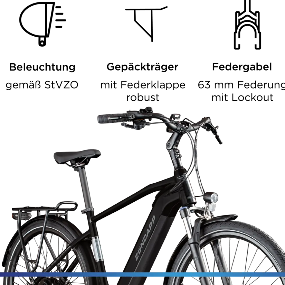 Zündapp Z810 E Bike Herren Trekkingrad ab 175 cm Elektrofahrrad 550 Wh Pedelec Trekking Rad Fahrrad mit 8 Gang und Beleuchtung StVZO