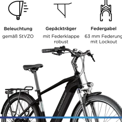 Zündapp Z810 E Bike Herren Trekkingrad ab 175 cm Elektrofahrrad 550 Wh Pedelec Trekking Rad Fahrrad mit 8 Gang und Beleuchtung StVZO