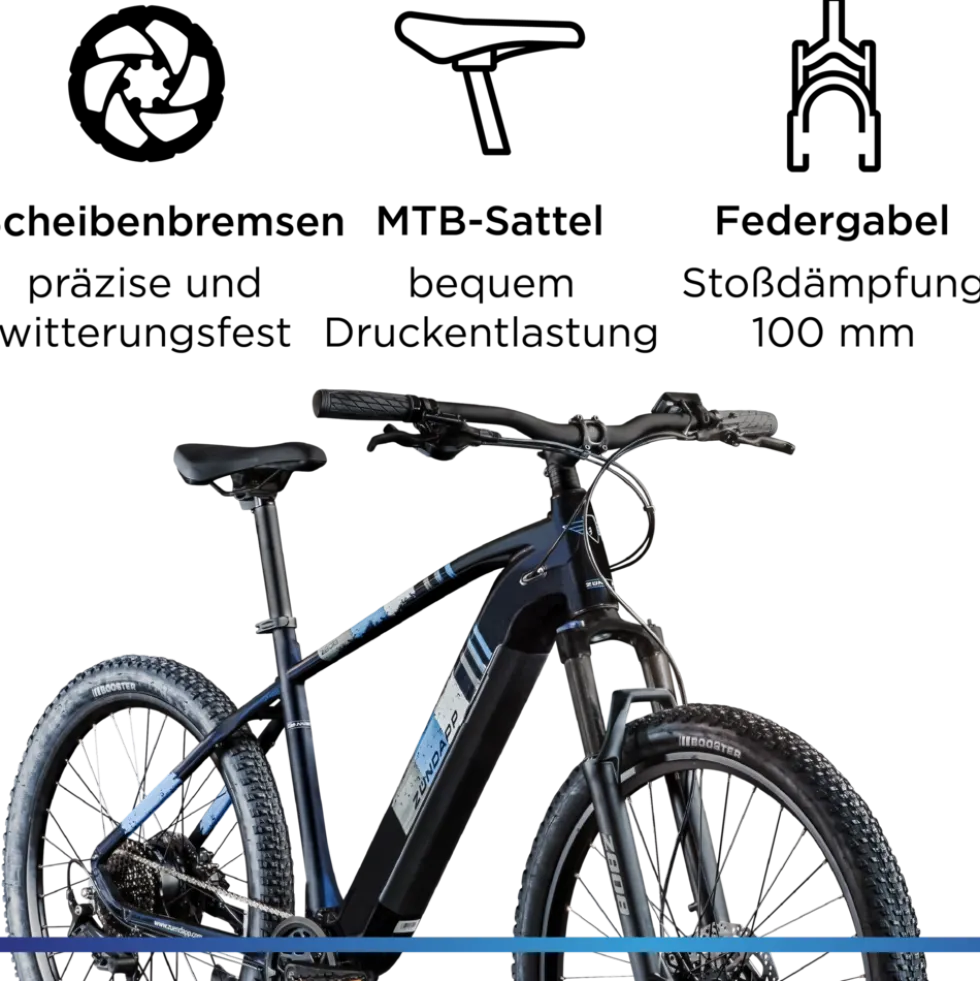 Zündapp Z808 E Bike Mountainbike 27,5" für Herren ab 155 cm Pedelec 10 Gang Elektrofahrrad 540Wh Scheibenbremsen