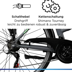 Zündapp Z802 E Bike Trekkingrad Damen ab 160 cm mit Nabenmotor Pedelec Trekking Fahrrad mit 21 Gang und Beleuchtung StVZO