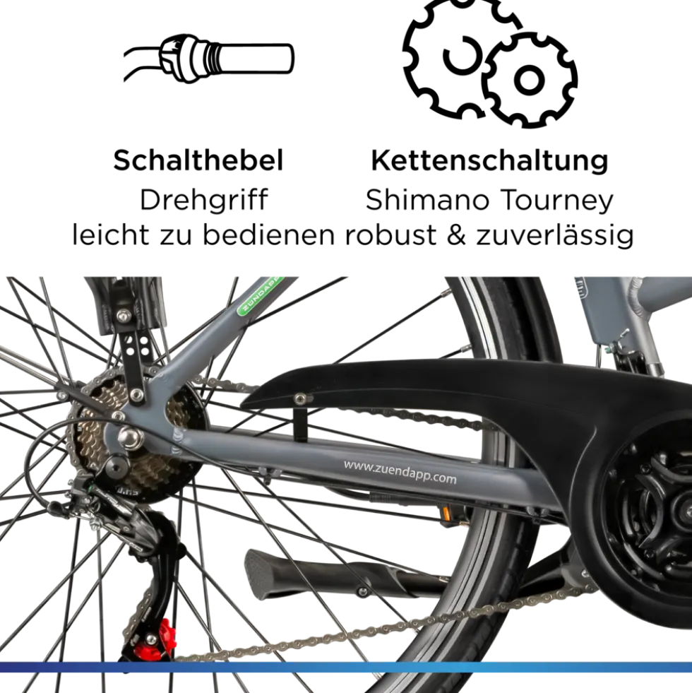 Zündapp Z802 E Bike Trekkingrad Damen ab 160 cm mit Nabenmotor Pedelec Trekking Fahrrad mit 21 Gang und Beleuchtung StVZO