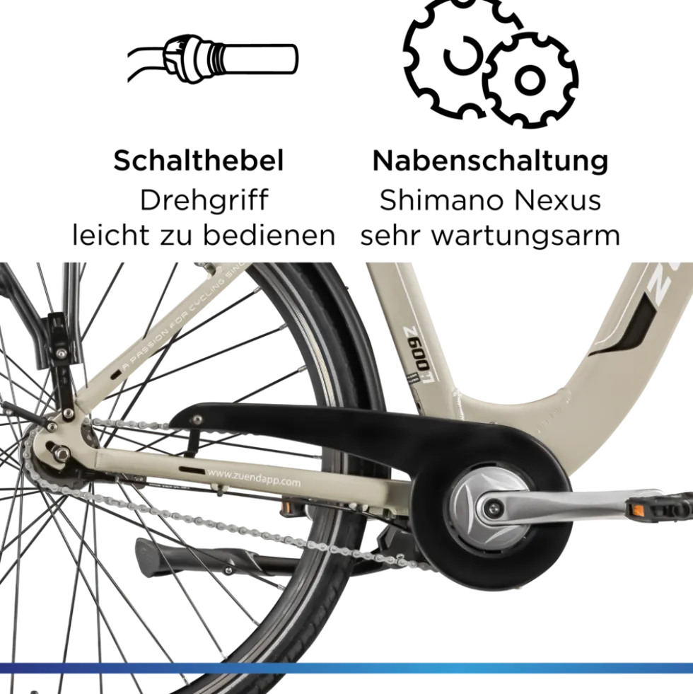 Zündapp Z600 E-Cityrad 28 Zoll – stilvoll & komfortabel durch die Stadt mit 536 Wh Power