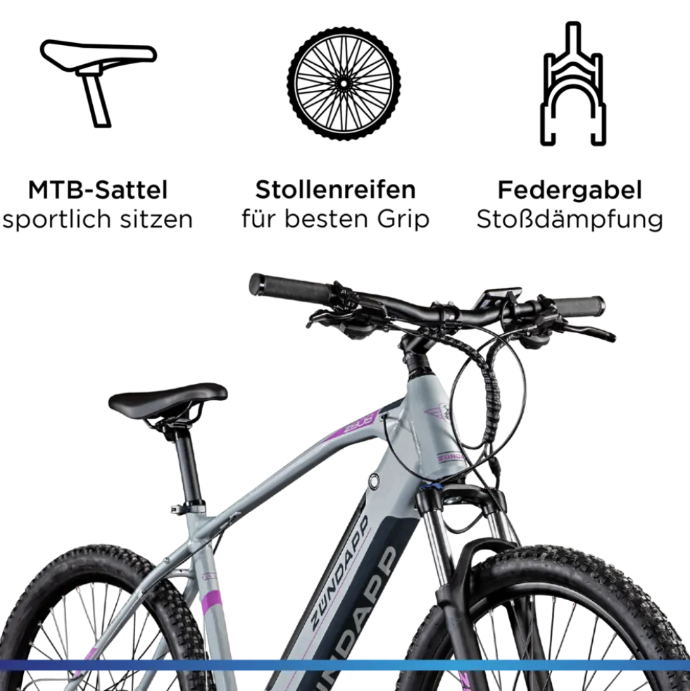 Zündapp Z808 E-Mountainbike für Damen und Herren ab 170 cm E Bike 27,5 Zoll EMTB Hardtail Pedelec Fahrrad Elektrofahrrad