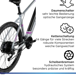 Zündapp Z808 E-Mountainbike für Damen und Herren ab 170 cm E Bike 27,5 Zoll EMTB Hardtail Pedelec Fahrrad Elektrofahrrad