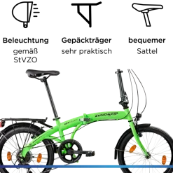 Zündapp ZF20 Speed Folder 20 Zoll Klapprad Faltrad Stadtrad Fahrrad faltbar Klappfahrrad StVZO