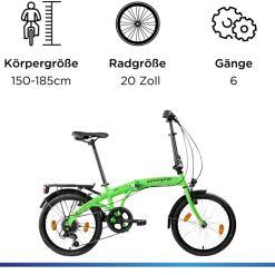 Zündapp ZF20 Speed Folder 20 Zoll Klapprad Faltrad Stadtrad Fahrrad faltbar Klappfahrrad StVZO
