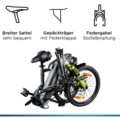 Zündapp ZT20R Ebike Klapprad für Erwachsene 145 - 185 cm Pedelec für Damen und Herren 20 Zoll mit 6 Gängen Elektro Bike Faltrad