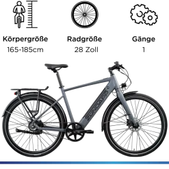 Zündapp Z7 Urban-e E Bike Singlespeed 28 Zoll 165 - 185 cm Elektro Fahrrad 1 Gang
