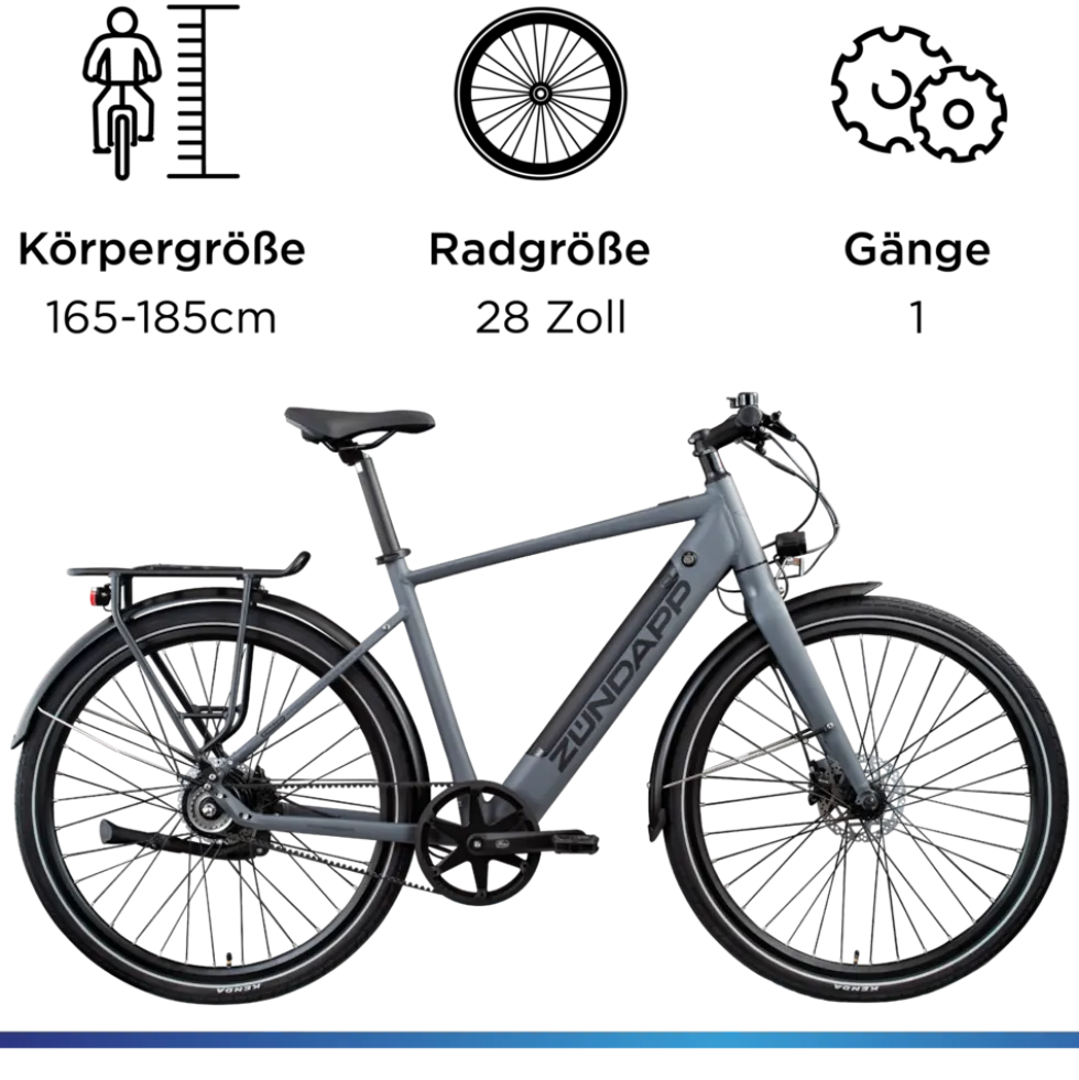 Zündapp Z7 Urban-e E Bike Singlespeed 28 Zoll 165 - 185 cm Elektro Fahrrad 1 Gang