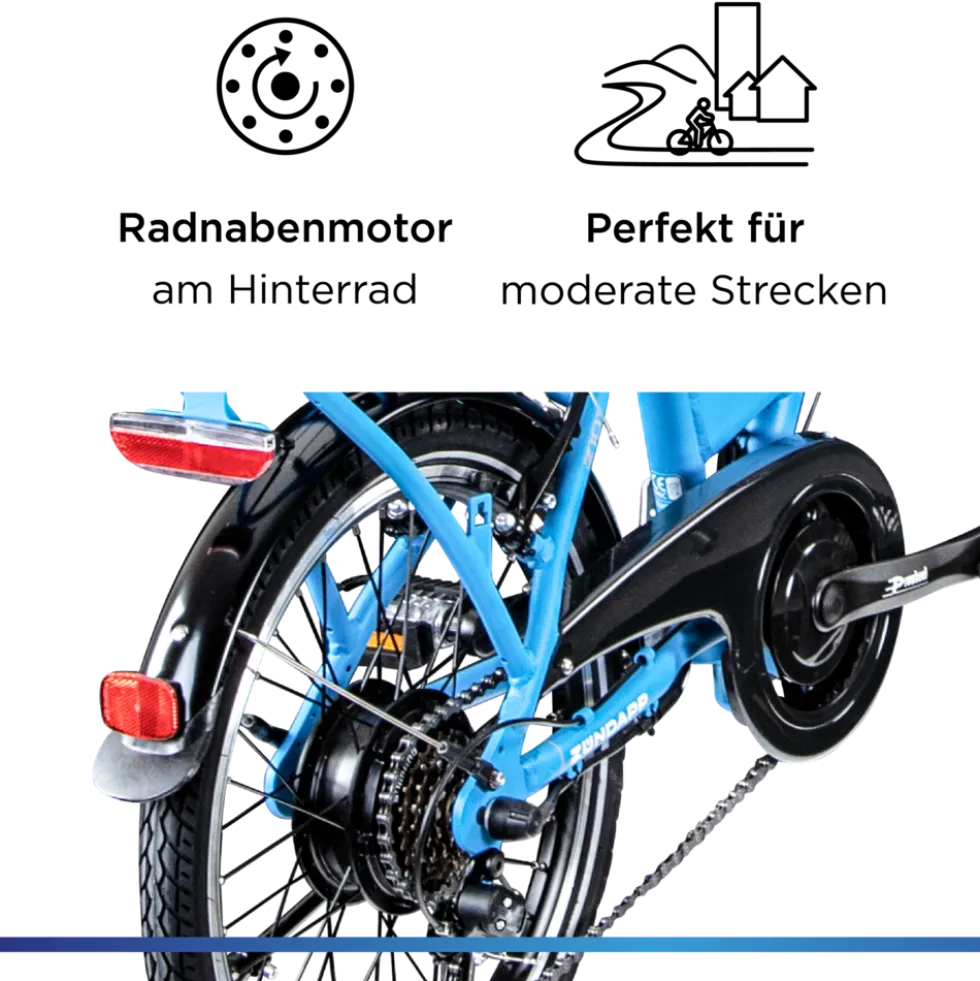 Zündapp Z101 20 Zoll Elektro Klapprad für Erwachsene 150 - 180 cm 6 Gang E Klappfahrrad E Bike Faltrad Pedelec StVZO